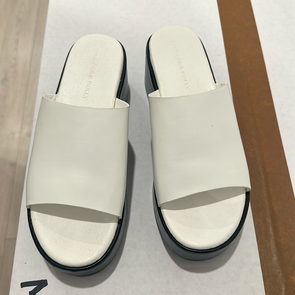 Black and white platform sandals